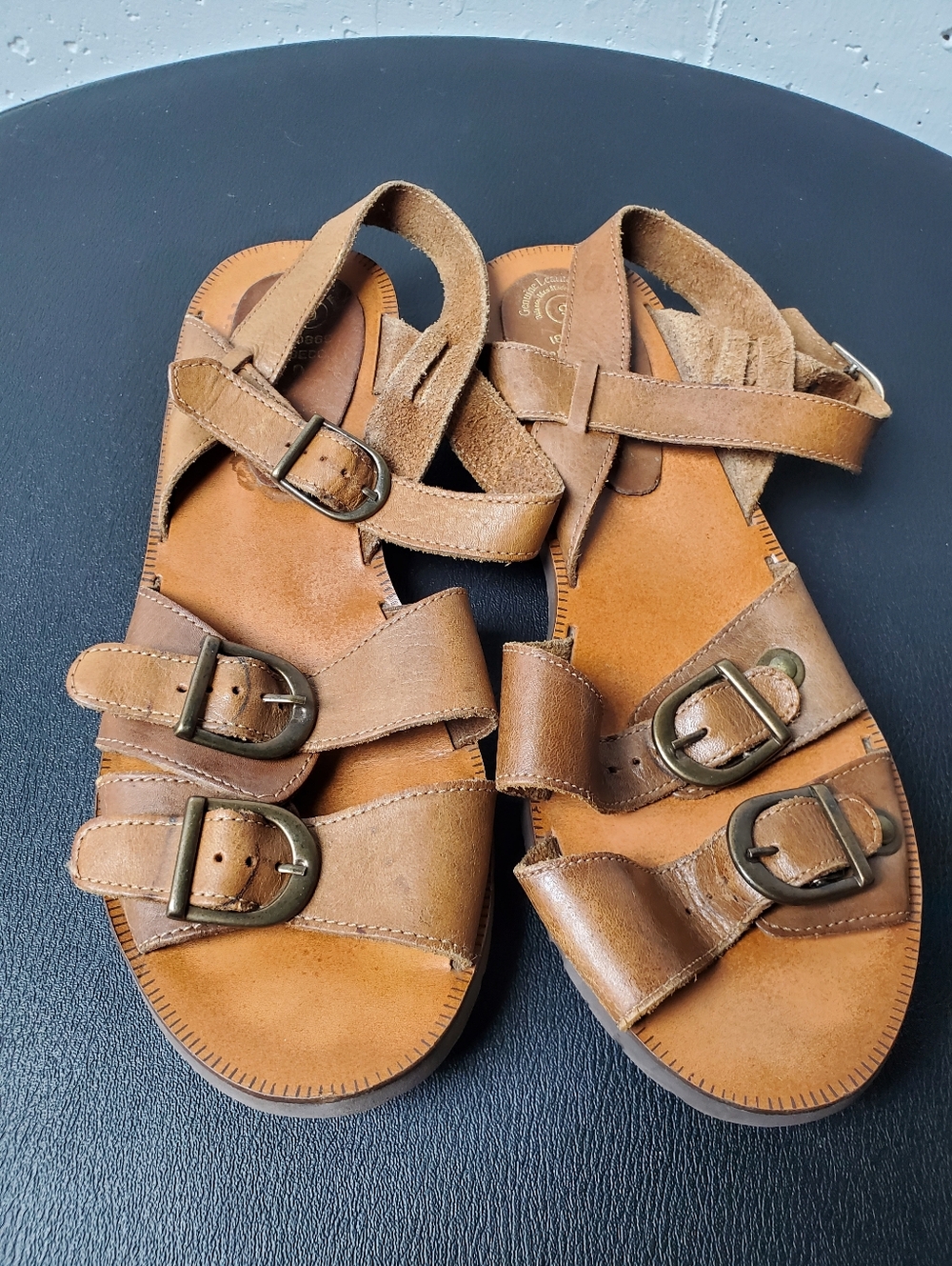 Brown Leather Buckle Sandals Sz 9